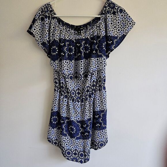 Aqua Romper Off the Shoulder - Picture 4 of 6